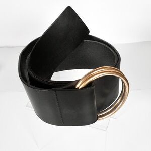 The Limited Genuine Italian Leather Black Sz L Wide Belt Double O Ring Buckle